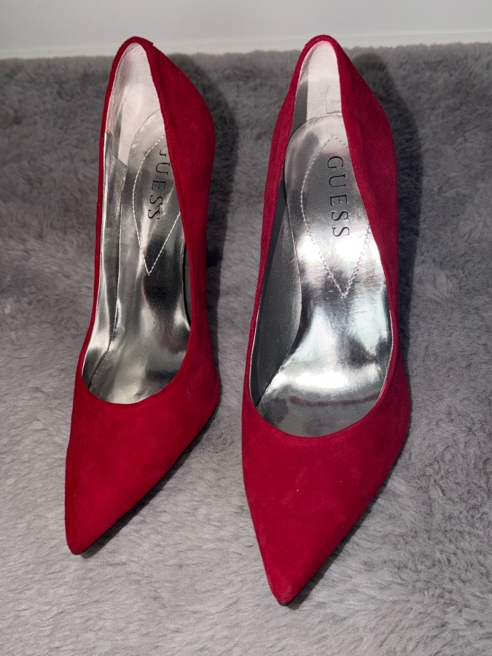 Guess Red Pointed-Toe Suede Pumps - Picture 4 of 6